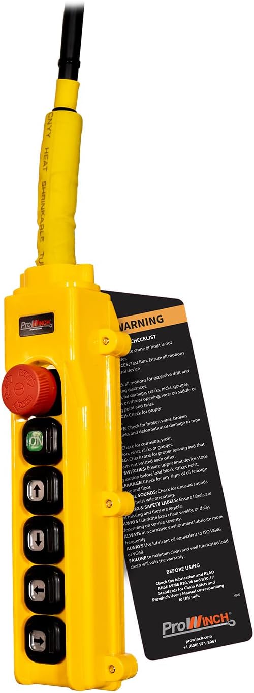 Prowinch 3 Ton Electric Chain Hoist Power Trolley 1 Speed 30 ft. G100 Chain M4/H3 220~240/460V Heavy-Duty Engine Hoist for Warehouse, Factory & Industrial Lifting