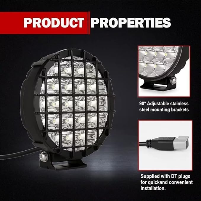 BIGLION.X 6-Inch Round LED Offroad Light 2pcs 210W 32000LM Super Bright Spot Driving Light With Wiring Harness Waterproof IP68 12V 24V for Pickup Trucks UTV SUV