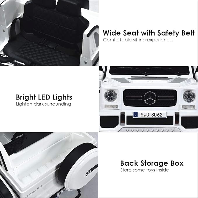 HONEY JOY Ride On Truck, Licensed Mercedes-Benz Maybach G650 Battery Powered Ride On Toys Car w/Remote Control, LED Lights, Music, Slow Start, 12V Electric Cars for Kids, Gift for Boys Girls (White)