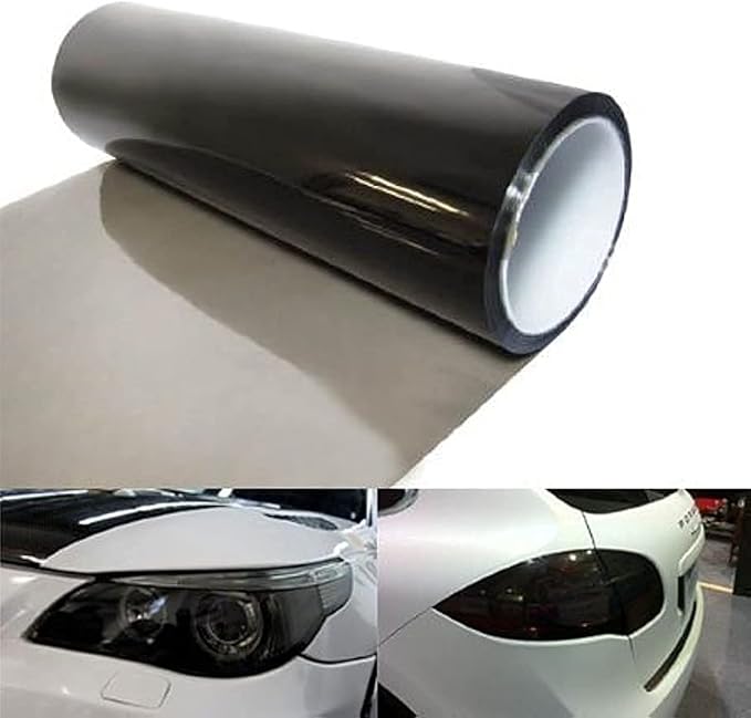 12 by 48 Inches Self Adhesive Headlight, Tail Lights, Fog Lights Tint Vinyl Film (12 X 48, Light Black)
