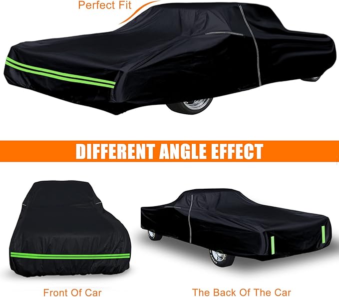 Waterproof Car Cover Compatible with Chevrolet Impala/Bel Air/Biscayne 1958-1970 2/4 Door Sedan/Couple/Hardtop 210T All Weather Classic Car Covers with Zipper Door for Snow Rain Protection