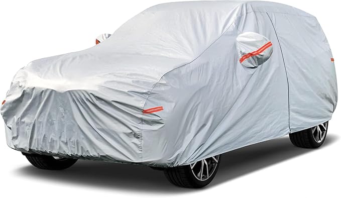 Kayme 6 Layers SUV Car Cover Custom Fit for BMW X5 (2007-2025) Waterproof All Weather for Automobiles, Outdoor Full Cover Rain Sun UV Protection.Silver