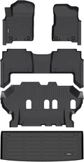 ANBINGO®Floor Mats & Cargo Liner Fit for 2019-2024 Nissan Armada (8 Seats)/Infiniti QX80 (Bench Seat) Waterproof Car Mats for Armada All Weather Floor Liners Fit QX80 Rubber High Edge Protection