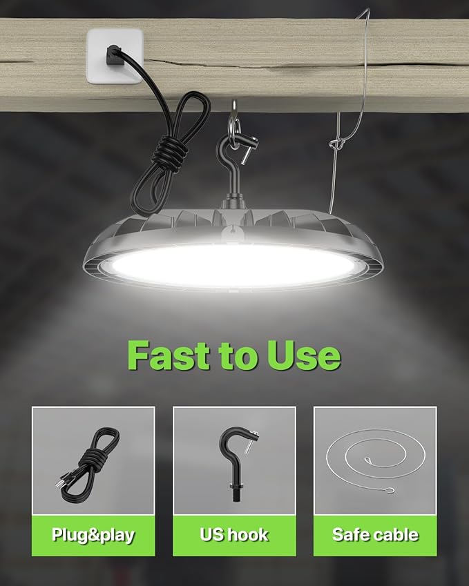 150W UFO LED High Bay Light 6-Pack 150LM/W 22,500LM High Bay Led Shop Lights 100-277V IP65 Waterproof Commercial Warehouse Lighting Fixture 5000K Daylight for Garage, Workshop, Factory, Gym
