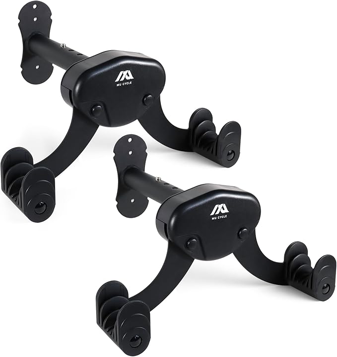 Buffalo Bike Wall Mount Rack – Adjustable Horizontal Indoor Hanger for Road, Mountain & Hybrid Bikes up to 48.5 lbs | Space-Saving Heavy-Duty Bicycle Storage for Garage & Home (2 Pack)
