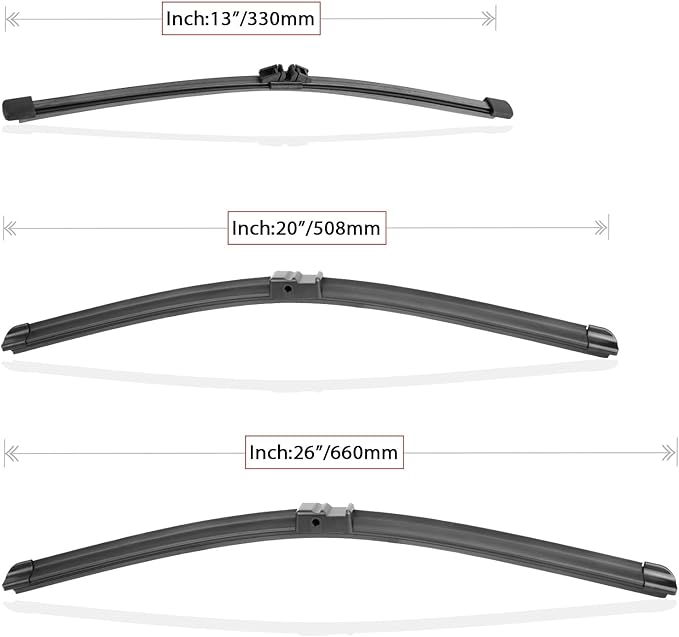 Windshield Wiper Blades Replacement for BMW X3 2011 2012 2013 2014 2015 2016 2017 Original Factory Quality Front Rear Wipers Blade Set for My Car - 26" 20" 13" (Pack of 3)