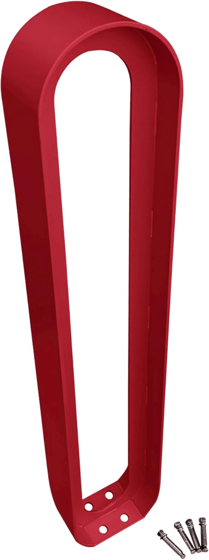 Sandbaggy Modern Commercial Bike Rack | 6.5” x 3” x 35” Oval Design | In-Ground | Anchor Bolts Included (Red, 1)