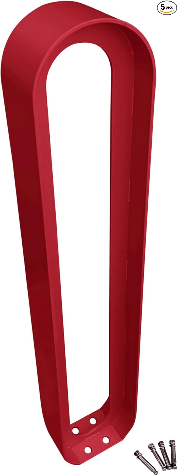 Sandbaggy Modern Commercial Bike Rack | 6.5” x 3” x 35” Oval Design | In-Ground | Anchor Bolts Included (Red, 5)