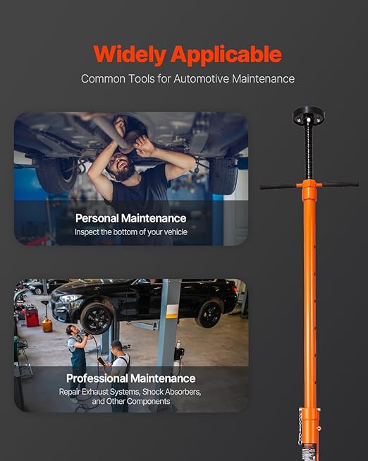 VEVOR Underhoist Support Stand, 3/4 Ton Capacity Under Hoist Jack Stand, Lifting from 38.4 to 75.4 in, Bearing Mounted Spin Handle, Self-Locking Threaded Screw, Two Wheels, Support Vehicle Components