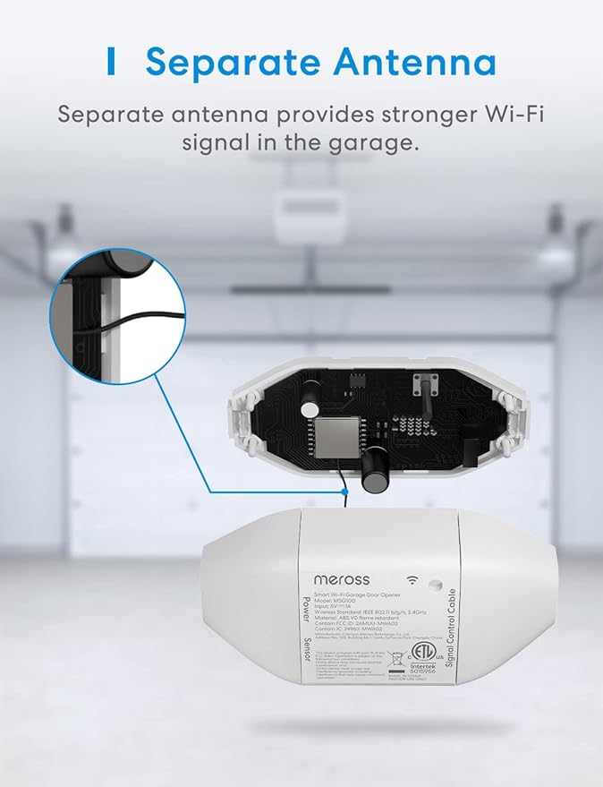 meross Smart WiFi Garage Door Opener Remote, App Control, Works with Alexa, Google Assistant and SmartThings, No Hub Needed（Non HomeKit Versions）
