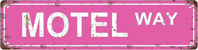 MOTEL WAY Vintage Metal Tin Street Sign Bar Cafe Garage Cave Home Room Wall Bathroom Farmhouse Garden Porch Patio Decor, 16 x 4 Inch