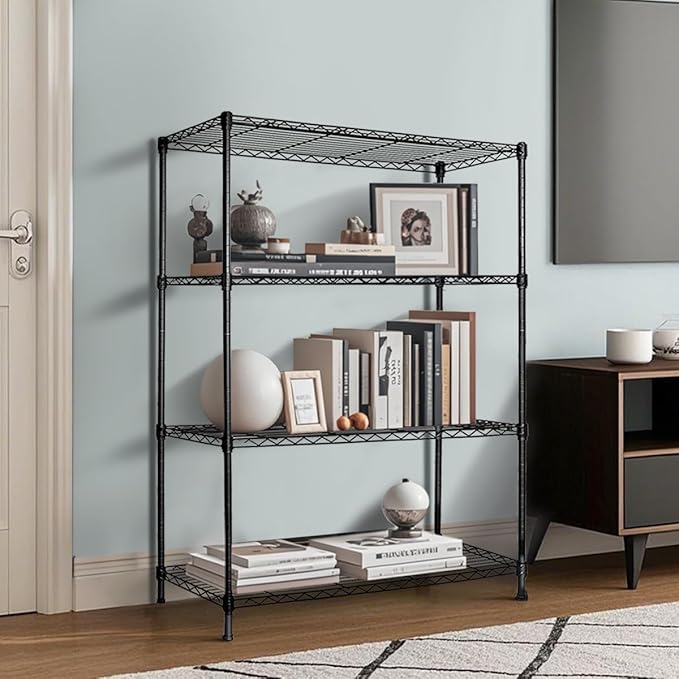 Heavy-Duty Black 4 Tiers Steel 36x14x54 Wire Shelving NSF Certified. Adjustable Storage Rack for Kitchen,Garage,and Laundry Utility Room (4Tiers-36x14x54)