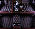 Custom All-Weather Protection Leather Car Floor Mats for Cars Sedan SUV Sports Car Waterproof Floor Mat (Black Gold)