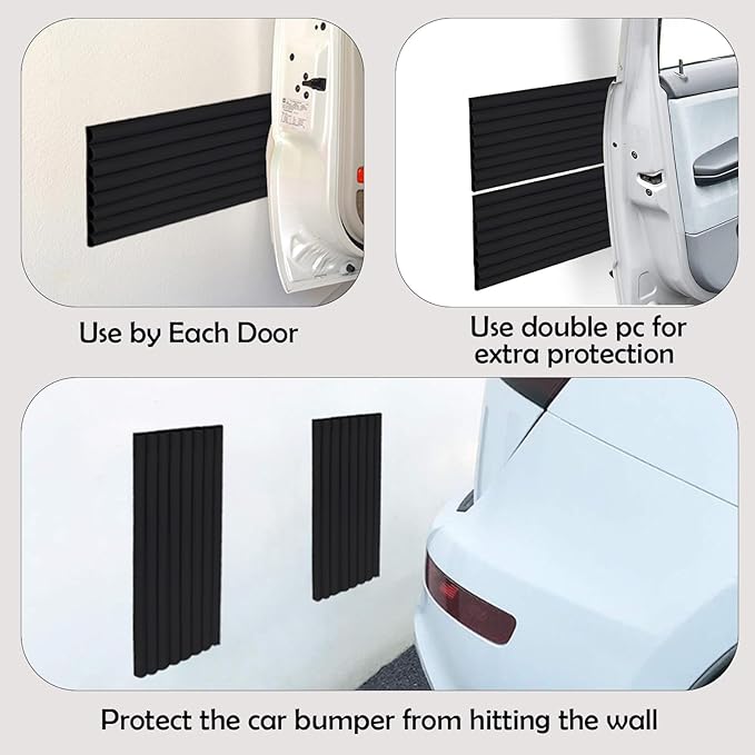 Rubber Bond Garage Wall Protectors - 4in x 12ft Strong Self-Adhesive Rubber Bumper Protectors for Garage Walls - Waterproof and Anti-Scratch Garage Wall Protector for Car Doors (Black)