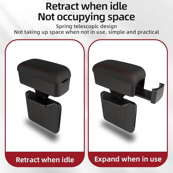 JEYODA Car Armrest Box with Cup Holder Car Central Liftable Armres Storage Organizer Box Arm Rest，Car Seat Gap Filler Organizer 1PC (Black)