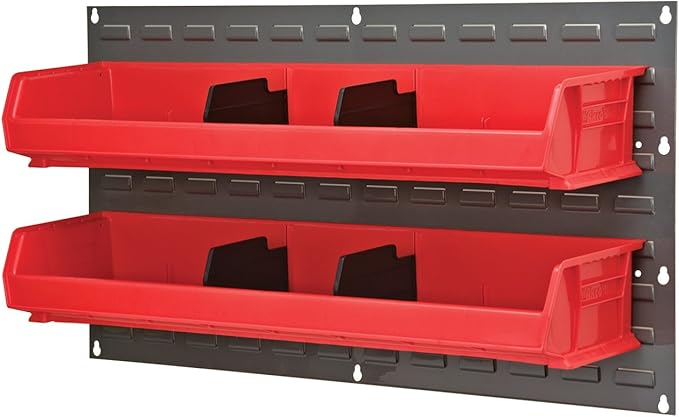 Akro-Mils 30136 Heavy Duty Wall Mount Garage Storage Steel Louvered Panel | Wall Storage Bin Hanging Organizer System for AkroBins, 36-Inch W x 19-Inch H, Grey, Single
