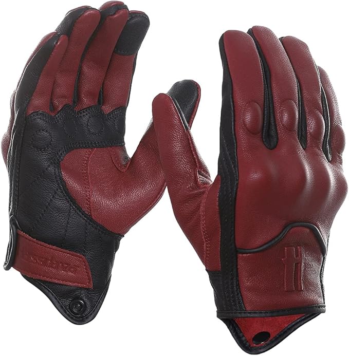 Harssidanzar Leather Motorcycle Gloves for Men Touchscreen GM028
