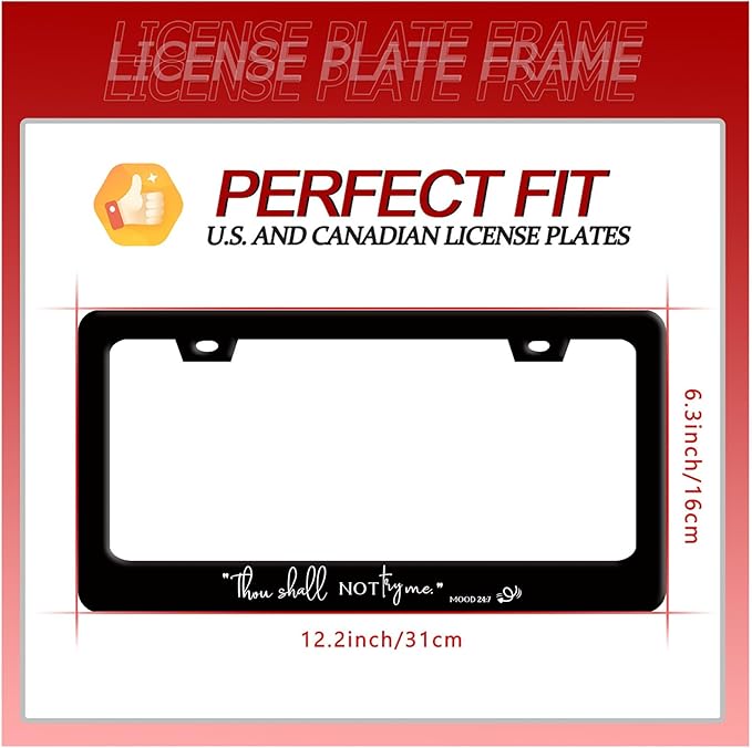 Thou Shall Not Try Me Mood 24:7 License Plate Frame Funny Text License Plate Frames Stainless Steel Accessories Cars Decor with 2 Holes and Screws Fits Standard Us Ca Vehicles Holder 12.2 X 6 Inch