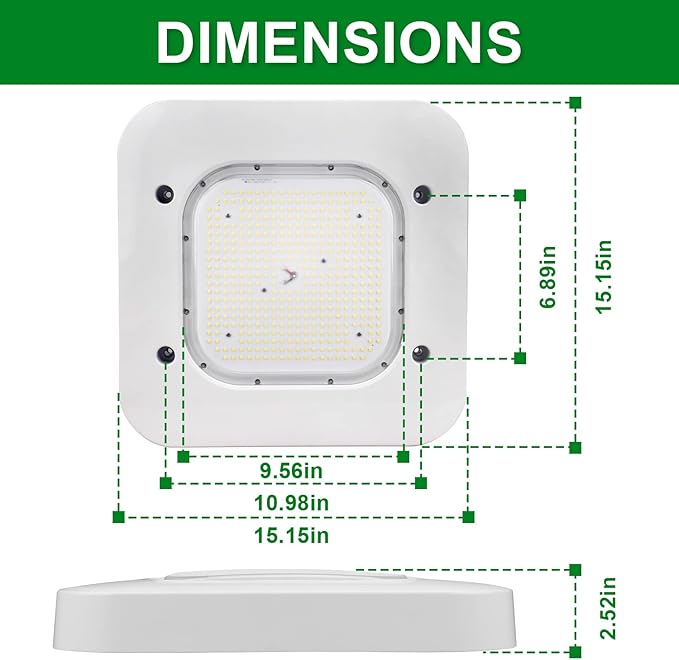 OSTEK 2 Pack LED Gas Station Canopy Light, 150W Carport Ceiling Light 5700K, Outdoor Rated (600W HID/HPS Equivalent), 90-277V IP65 DLC & UL Listed