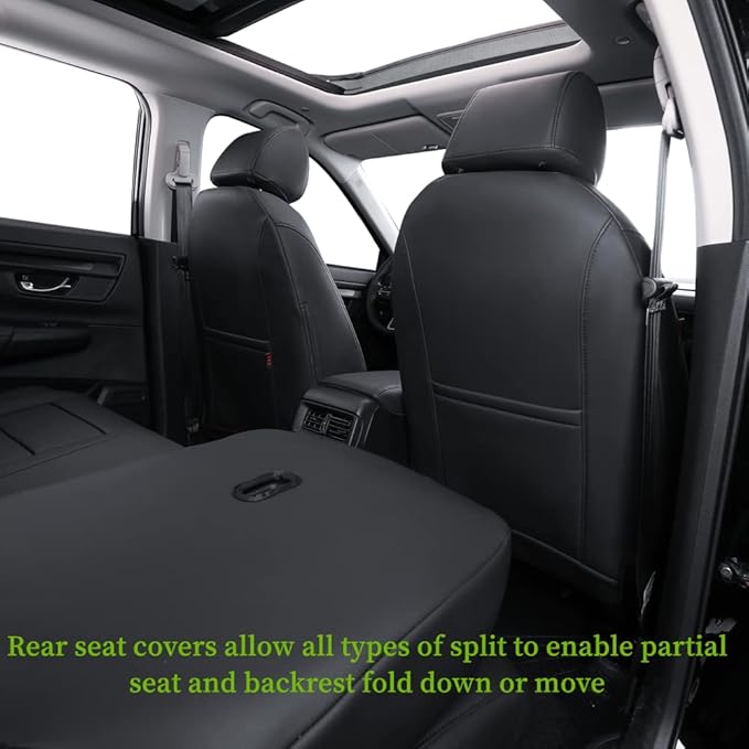 coverdream Custom Seat Covers Compatible with Select Honda CRV 2012 2013 2014 Models - Leatherette (Black,Full Set)