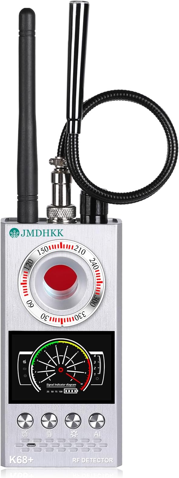 JMDHKK Hidden Camera Detector & Bug Detector – Magnetic Tracker & Wireless Signal Finder for Home, Office, Hotel, Car – Advanced Privacy Protection for Travel & Security（Silver