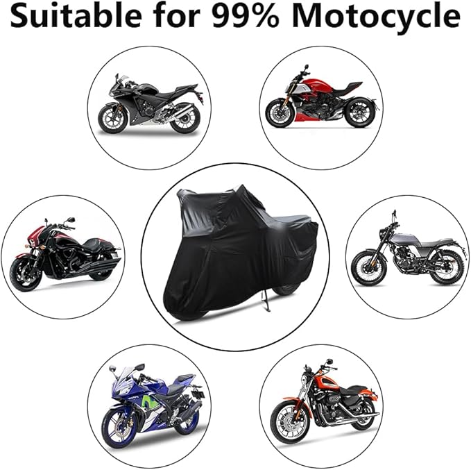 Motorcycle Cover Soft Stretch Waterproof Motor Cover Dustproof Durable Motorbike Cover for Indoor and Outdoor, 116 inches