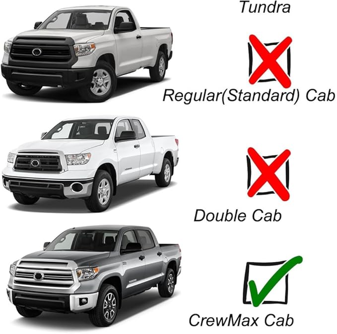 Chrome Side Window Visors Vent Deflector for 2007-2020 Toyota Tundra CrewMax Cab with 4 Full Size Doors,4pcs Outside Tape-On Sun Rain Guards Set 94309Y