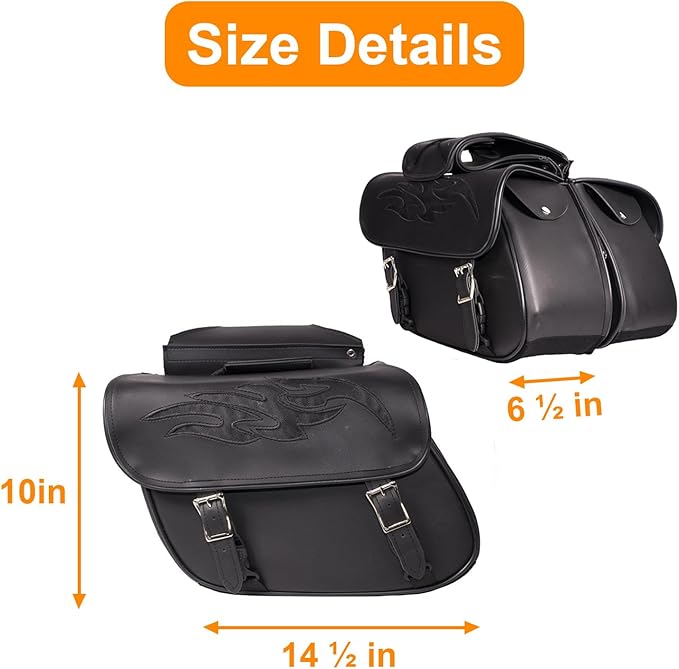 GARGOYLE BELLS Motorcycle Saddle Bags Leather Motorcycle Luggage Bag with Gun Holsters For Softails Sportsters and Choppers Waterproof Luggage Bags For Motorcycle