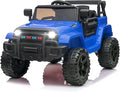 JOYMOR Ride on Truck with Remote Control, 4 Wheels 12V Battery Powered Kids Car, with LED Headlight/Horn Button/ MP3 Player/USB Port/Forward Backward/Kids Girl Boy (Blue)