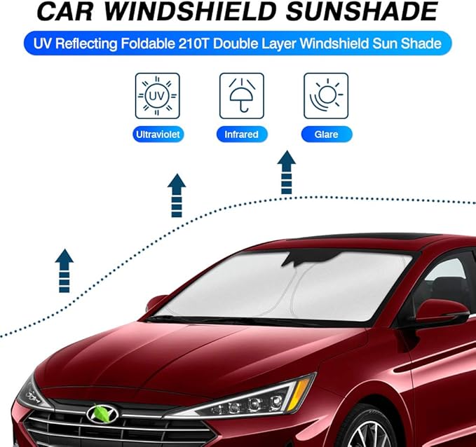 KUST Windshield Sun Shade for Hyundai Elantra 2017-2020 Custom Fit Sunshade Foldable Sun Visor Protector Blocks UV Rays Keep Your Car Cooler