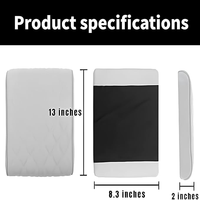 Leather Car Armrest Box Mat - 2023 New Waterproof Car Center Console Cover Mat, Universal Armrest Mat, Leather Car Armrest Cover for SUV/Truck/Vehicle (B-Beige)