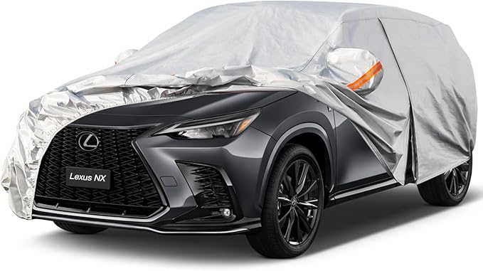 Kayme 6 Layers SUV Car Cover Custom Fit for Lexus NX 300 350 (2015-2025) Waterproof All Weather for Automobiles, Outdoor Full Cover Rain Sun UV Protection.Silver