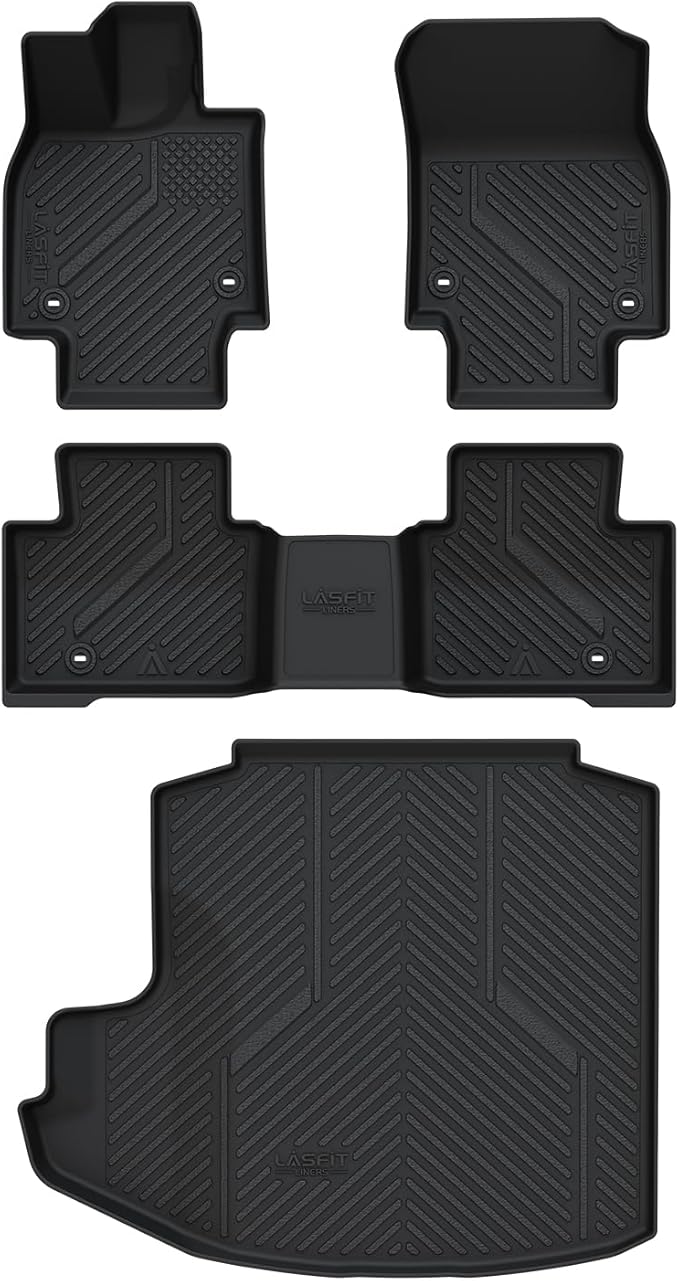 LASFIT Floor Mats&Trunk Mat for Toyota Crown 2023-2026 All Weather TPE Mats Custom Fit Floor Liner for Toyota Crown XLE/Limited/Nightshade/Platinum 1st&2nd Row Full Set Car Mats and Cargo Liner, Black