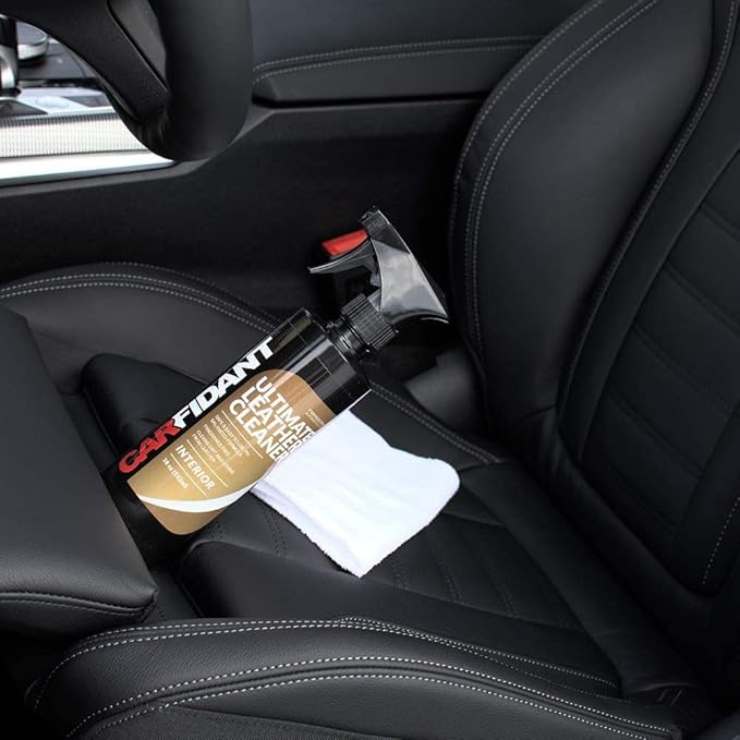 Carfidant Leather Cleaner & Conditioner Kit - Car Seat, Couch, Sofa, Shoes, Bags, Furniture - Restores & Protects - Includes Cleaning Pad & Microfiber Towel - pH Balanced Leather Care
