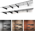 Fencer Wire 96 in. W x 18 in. D Wall Mounted Garage Wall Shelving w/ 4 Hooks, Black Wall Shelf, Heavy Duty Garage Wall Storage System, Garage Organizer Floating Shelves, 1000lb Weight Capacity