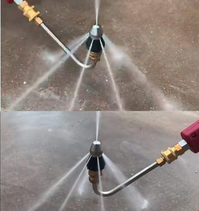 Pressure Washer Sewer Jetter Nozzle with Stainless Steel, Durable Design Sewer Jet Nozzle,Pressure Drain Jetter Hose Nozzle,1/4'' Quickly Connector, 5000 PSI Orifice 6.5