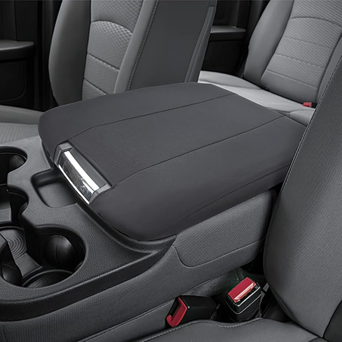 ISSYAUTO Center Console Cover Compatible with 2013-2018 Ram 1500 & 2013-2024 Ram 2500/3500/1500 Classic Model, Only for Jump Seat Console, Customized Armrest Cover Cozy Neoprene Console Cover