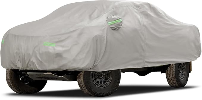 Migaven 6 Layers Car Cover Custom Fit for Toyota Tacoma 2005-2025, Waterproof Full Exterior Cover Rain Sun Protection with Door Zipper, Khaki