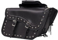 GARGOYLE BELLS Motorcycle Saddle Bags Synthetic Leather Motorcycle Luggage Bag Waterproof Throw Over Saddlebags For Softails Sportsters Choppers Dyna V-star Shadow (With Studs, Black, 16"x13"x11.5")