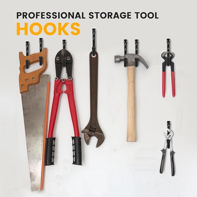 8-Pack Heavy Duty Garage Hooks for Hanging 50 lbs, 8” & 3.5” J Utility Hooks for Garage, Large Metal,Heavy Duty, Black