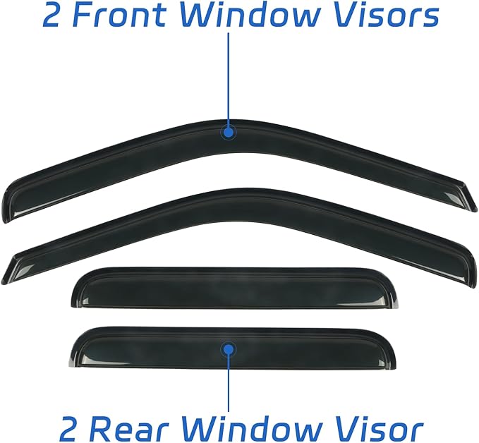 4 PCS Rain Guards Fit for 1999-2016 Ford F250 F350 F450 F550 SuperCrew Super Duty Truck (4 Full Doors), Outside Mount Side Window Visors Deflector, Smoke Tinted Vent Visors Shade