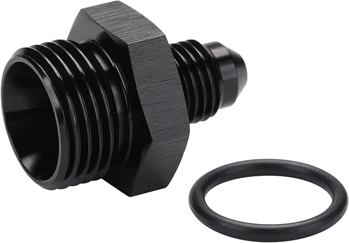 4AN Male Flare to 8AN ORB O-ring Boss Fuel Pump Rail Adapter Fitting Aluminum Black