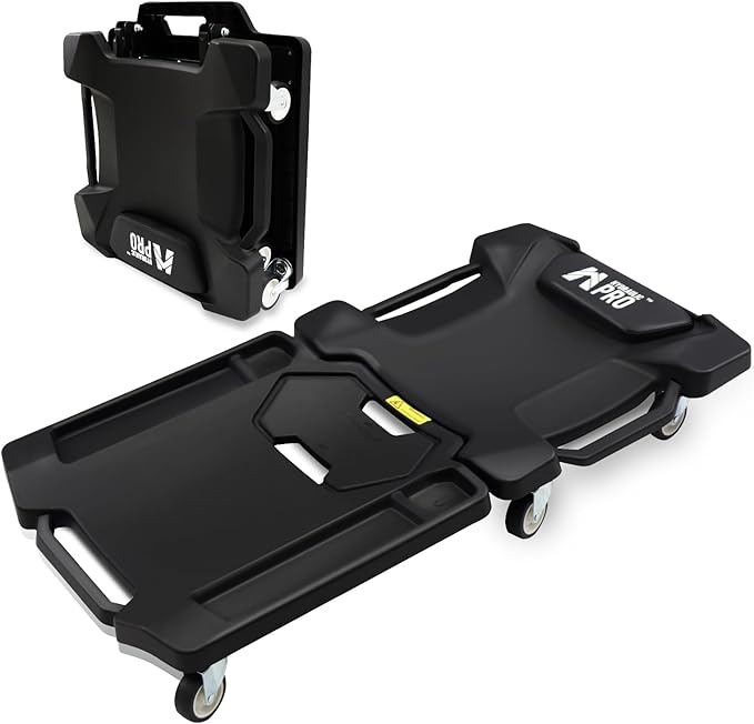 41" Foldable Mechanic Creeper with 6 Swivel Wheels, Low Profile Design with Padded Headrest & Tool Trays, 330 lbs Capacity, Creepers Automotive for Garage Repair
