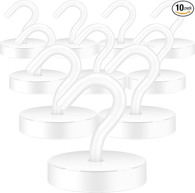 Neosmuk Magnetic Hooks, Cruise Ship Essentials, 100lb+ Heavy Duty Magnetic Hooks for Cruise Cabins, Refrigerator, Grill, Hanging, and Travel | Extra Strong Must-Haves Magnet Hook,White