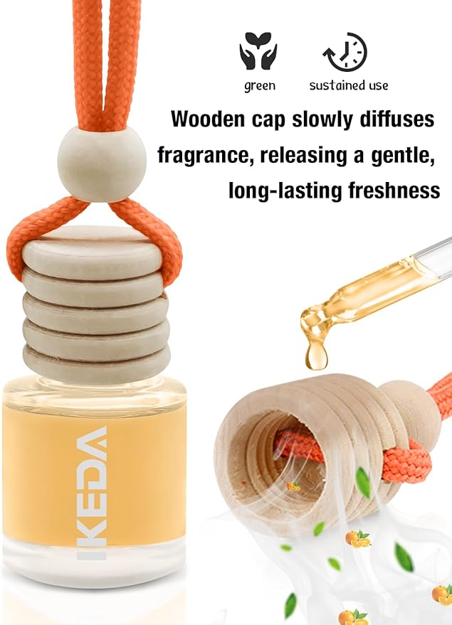 IKEDA Car Air Freshener, Car Fresheners for Men & Women, 45+Day Long Lasting Fragrance Hanging Air Fresheners Scents, with Clip, Perfect for Auto and Home,10ml, Citrus