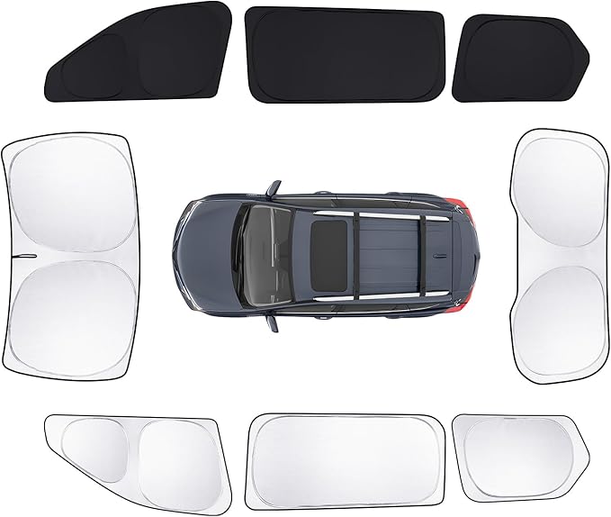 8pcs Car Window Shades for Grand Cherokee 22-25 Accessories,Windshield Side Rear Full Sunshade,Sun Visor UV Blocking, Privacy Protection for Camping Outdoor(Not for Cherokee L&Jeep Cherokee)