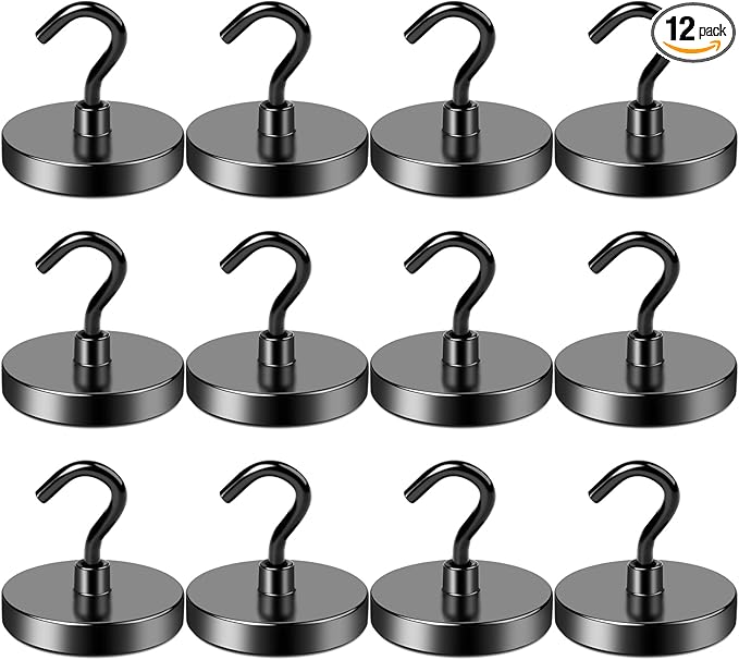 LOVIMAG Magnetic Hooks for Cruise Cabins,150lbs Cruise Magnets for Door,Cruise Ship Essentials for Travel, Strong Magents Heavy Duty with Epoxy Coating for Hanging, Refrigerator, Kitchen-12 Pcs