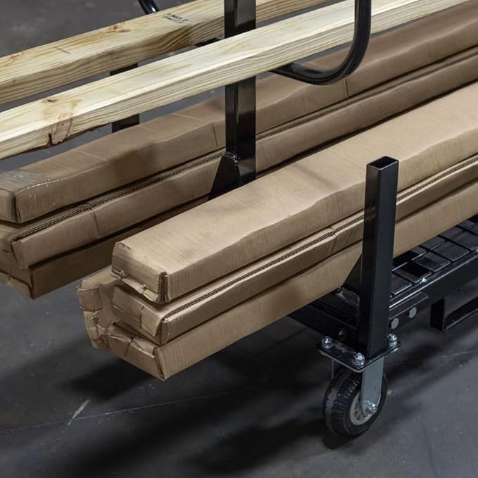 Titan Attachments Mobile Conduit Lumber and Pipe Rack with Eight Bins, Heavy-Duty Rolling Platform Base with Fork Pockets and Locking Caster Wheels, 2,500 LB Capacity, Mobile Roller Dolly