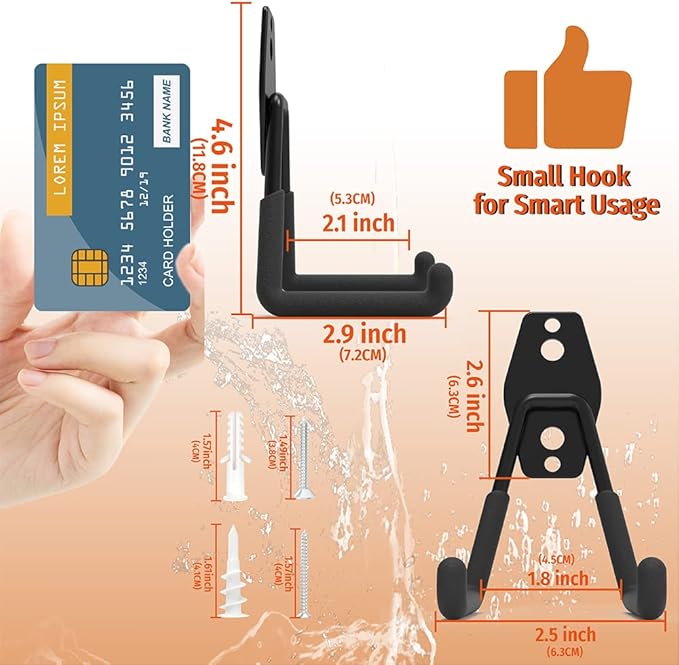 HUHOLE Garage Hooks Heavy Duty 4PC, Garage Wall Hooks, Wall Mount Hanging Hook for Bike, Ladder, Bulky Items