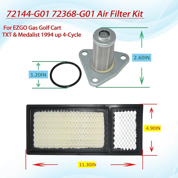 Golf Cart Carburetor Fit for EZGO Golf Cart Gas Car 350cc for Robin TXT Medalist 4-Cycle Workhorse ST350 Carb Replace 72558-G01 72558-G05 72840-G02 72873-G01 17559 520-184 with Filter Kit